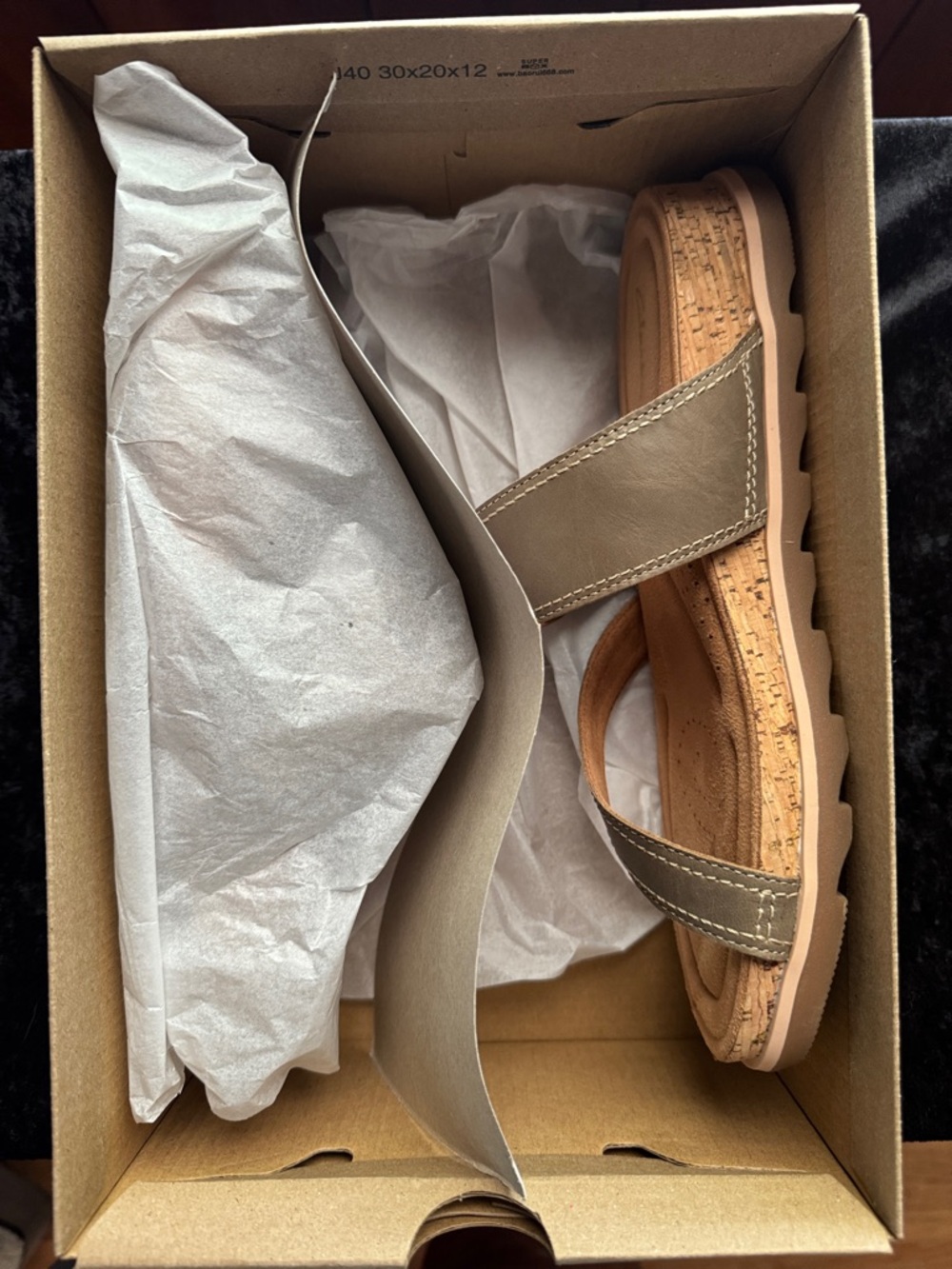 Clarks Women's Olive Green Cork Wedge Sandals